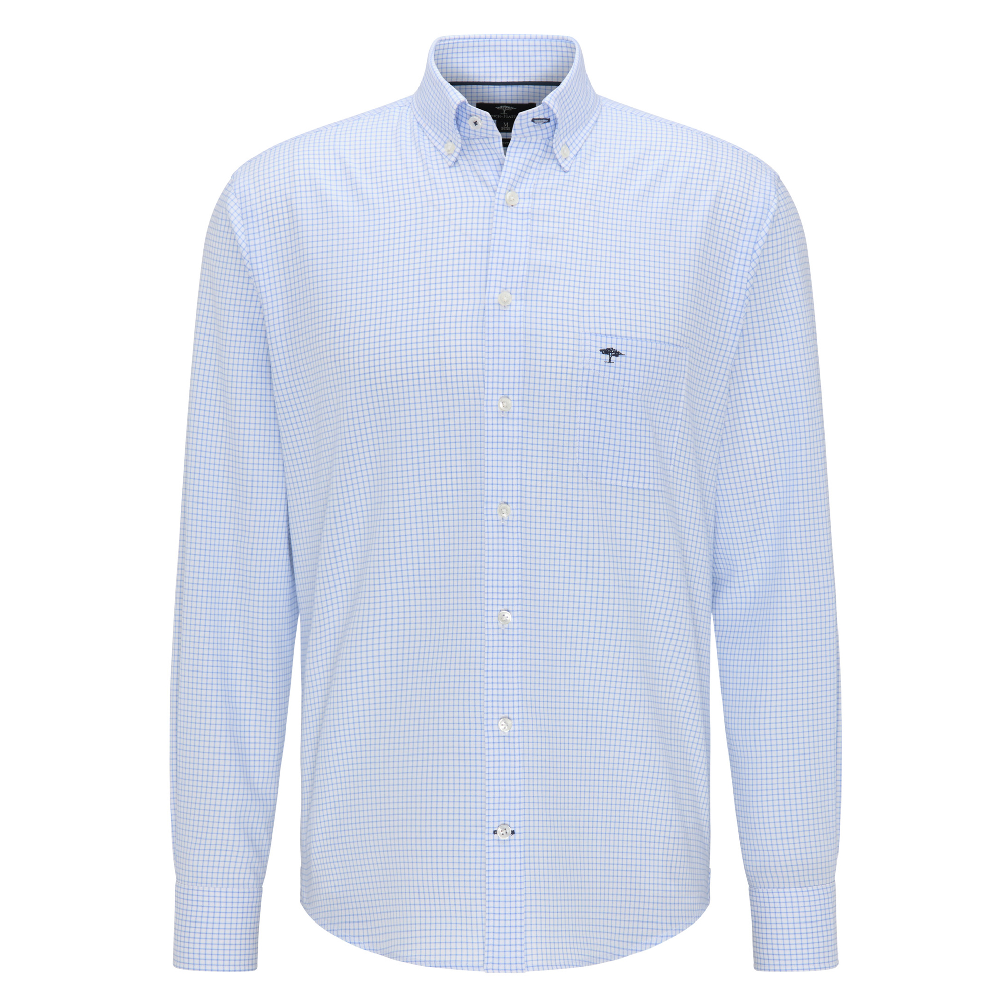 Fynch Hatton - Geruit Oxford Overhemd Lichtblauw - XXL - Heren