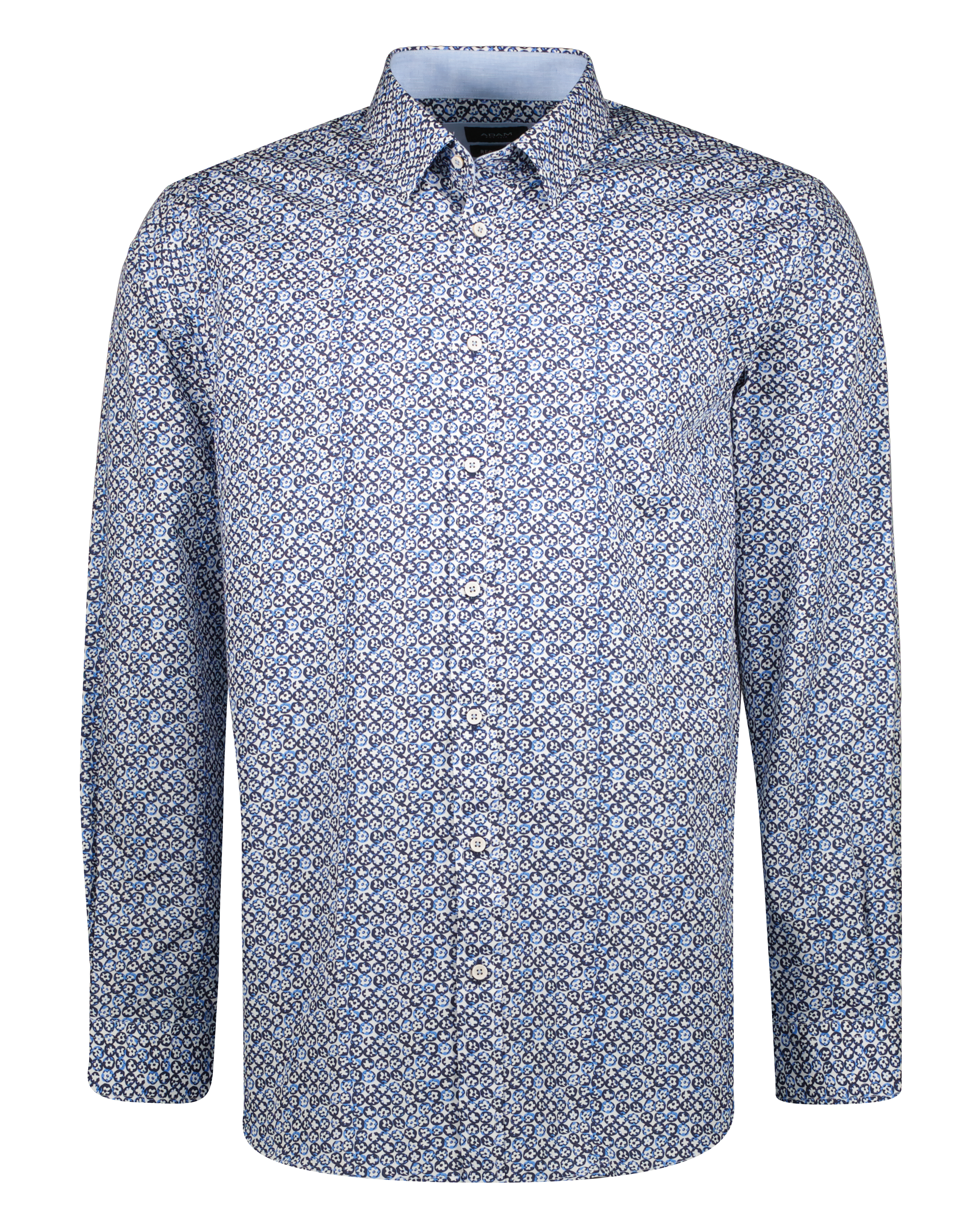 Adam est 1916 - Casual Overhemd met Print Blauw - M - Heren
