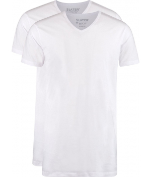 Slater Basic 2-pack T-shirt V-neck  Wit