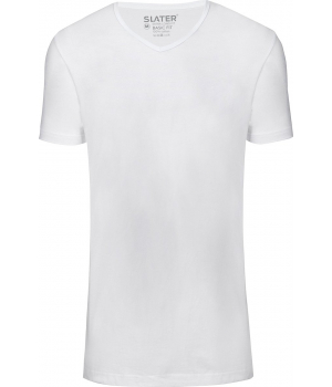 Slater Basic Extra Long Fit T-shirt V-neck Wit