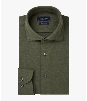 Profuomo Knitted Overhemd Lange Mouw Army Melange