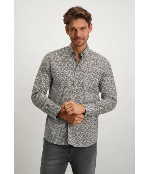 Poplin Overhemd met Print Wit