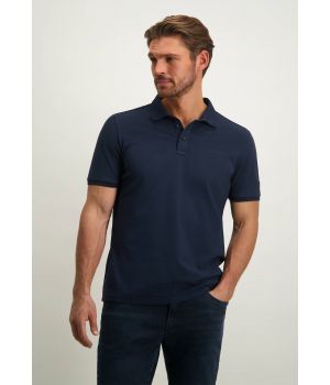 State of Art Piqué Polo met Rubber Print Donkerblauw