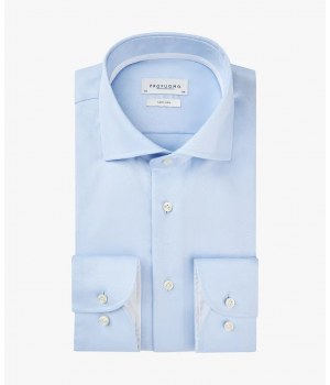 Profuomo blauw overhemd met wit contrast