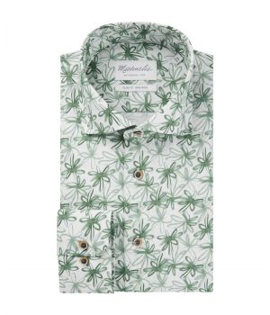 Michaelis Overhemd Cutaway Bloemen Print Groen